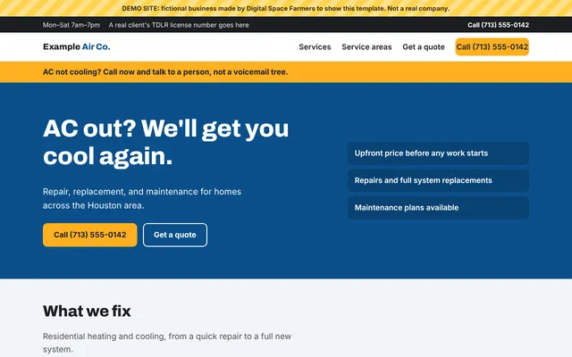Preview of the HVAC demo website
